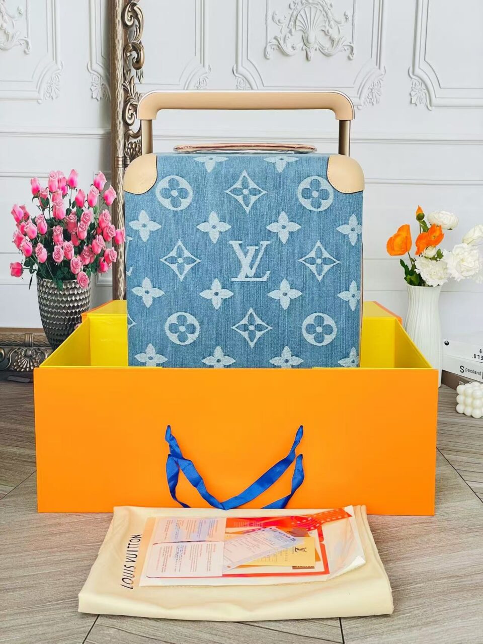 Louis Vuitton Horizon 55 suitcase in Monogram Denim Blue