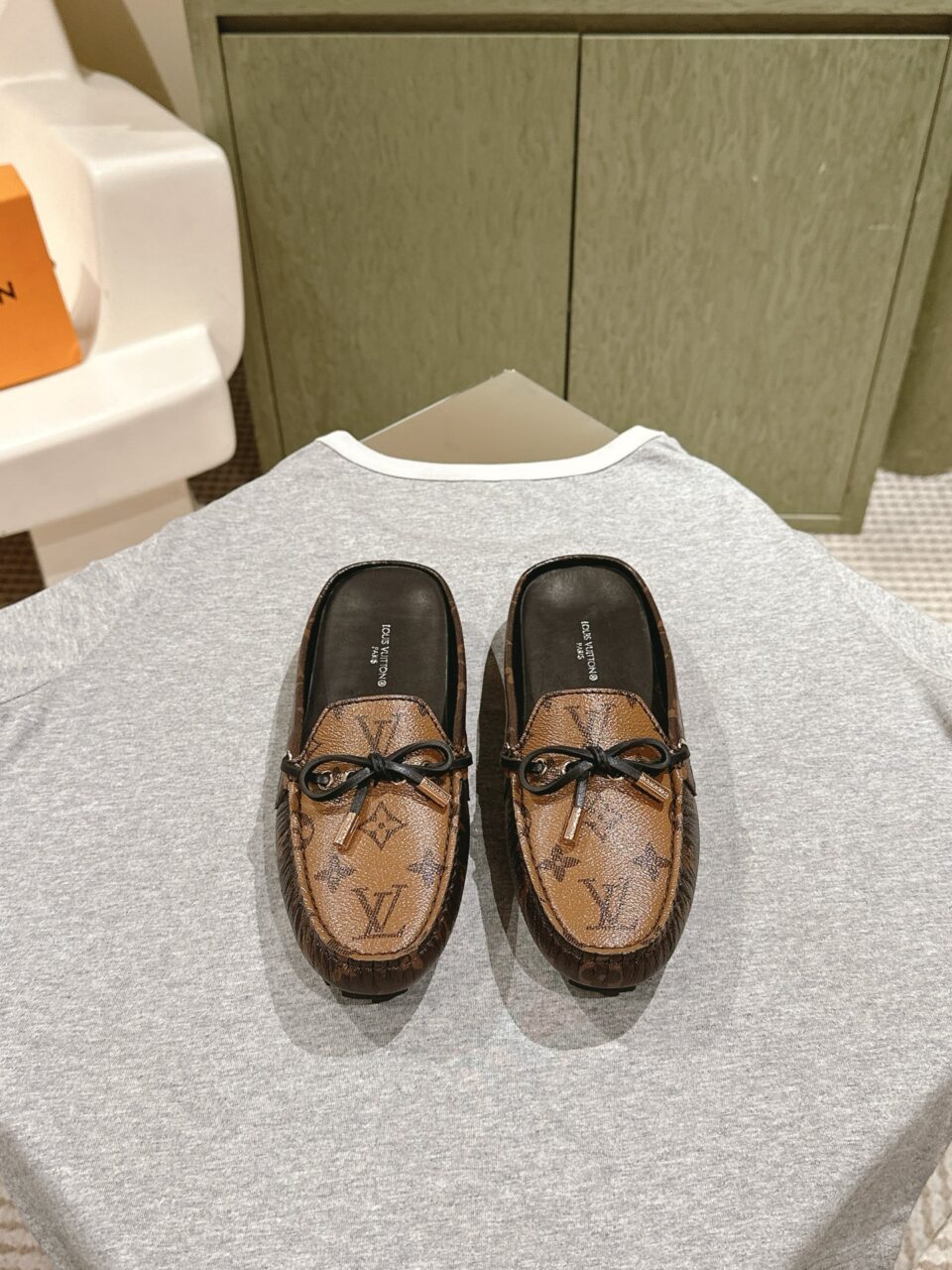 LV Women Brown Leather Moccasin Loafers