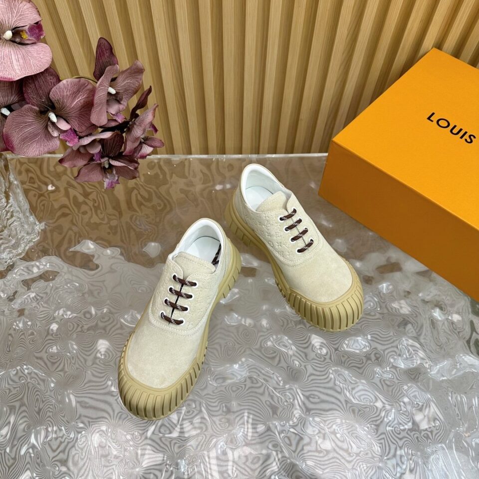 LV Women Beige Suede Casual Sneakers