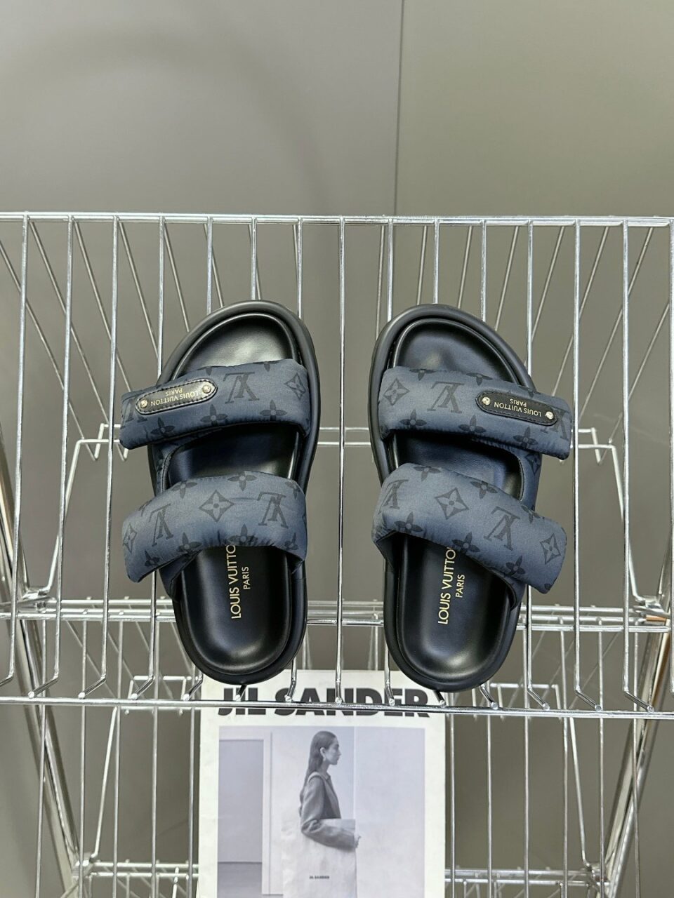 LV Women Blue Fabric Leather Sandals