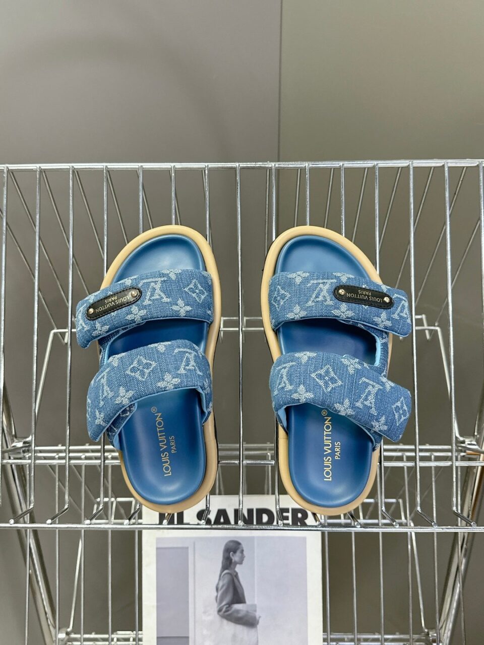 LV Women Blue Denim Leather Sandals