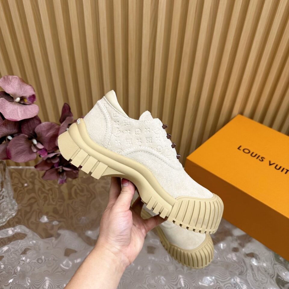 LV Women Beige Suede Casual Sneakers