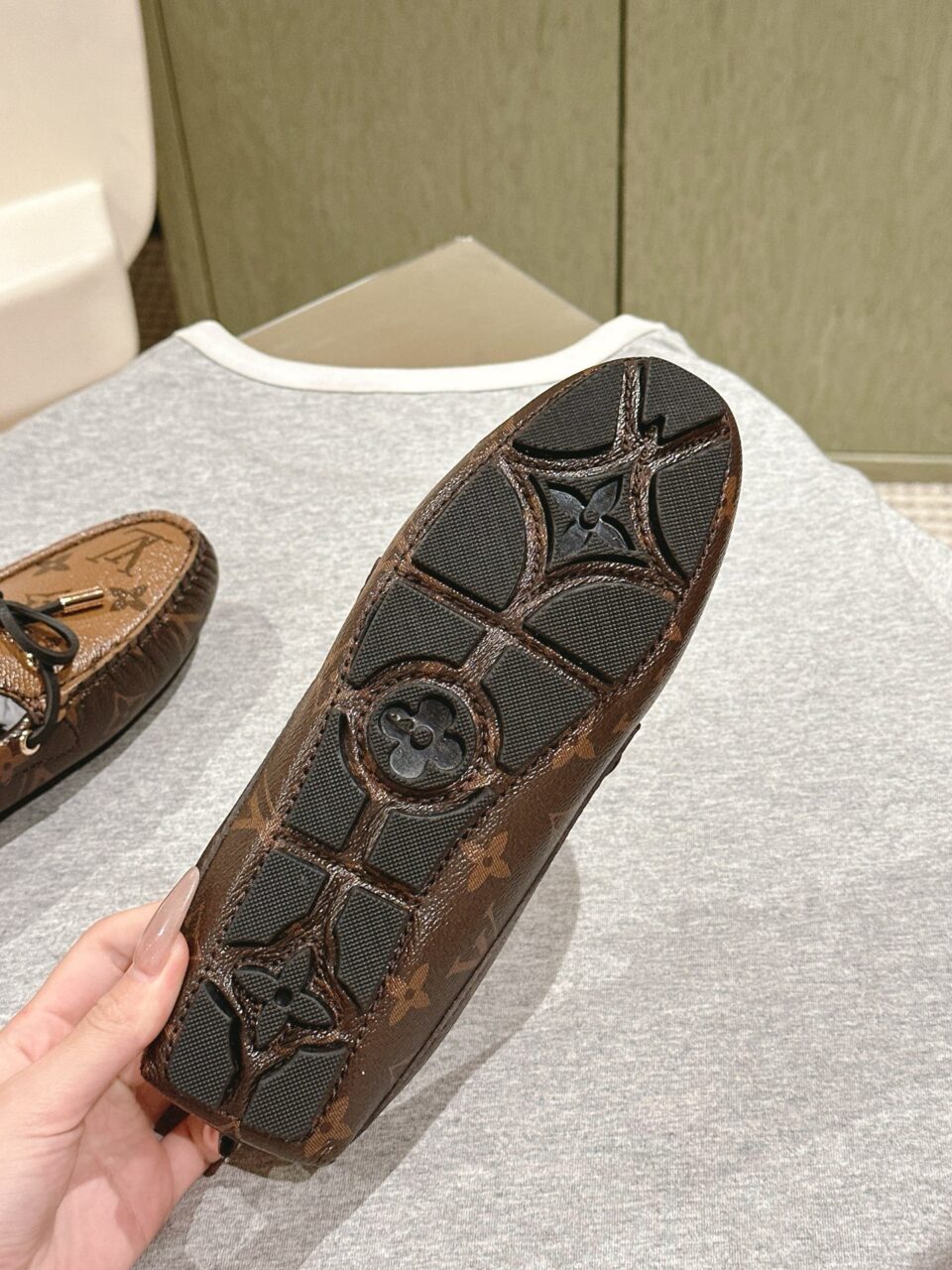 LV Women Brown Leather Moccasin Loafers