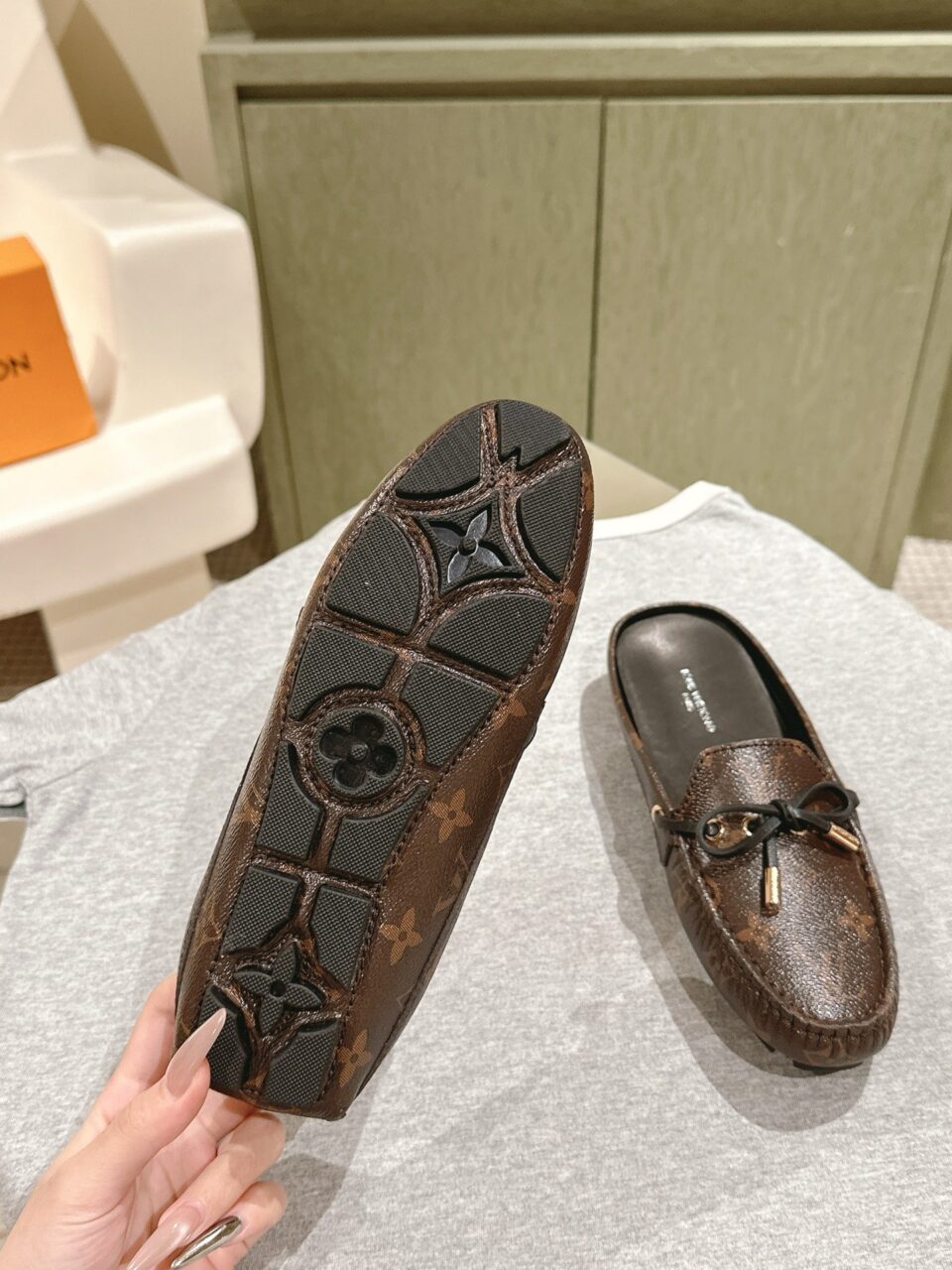 LV Women Brown Leather Loafers