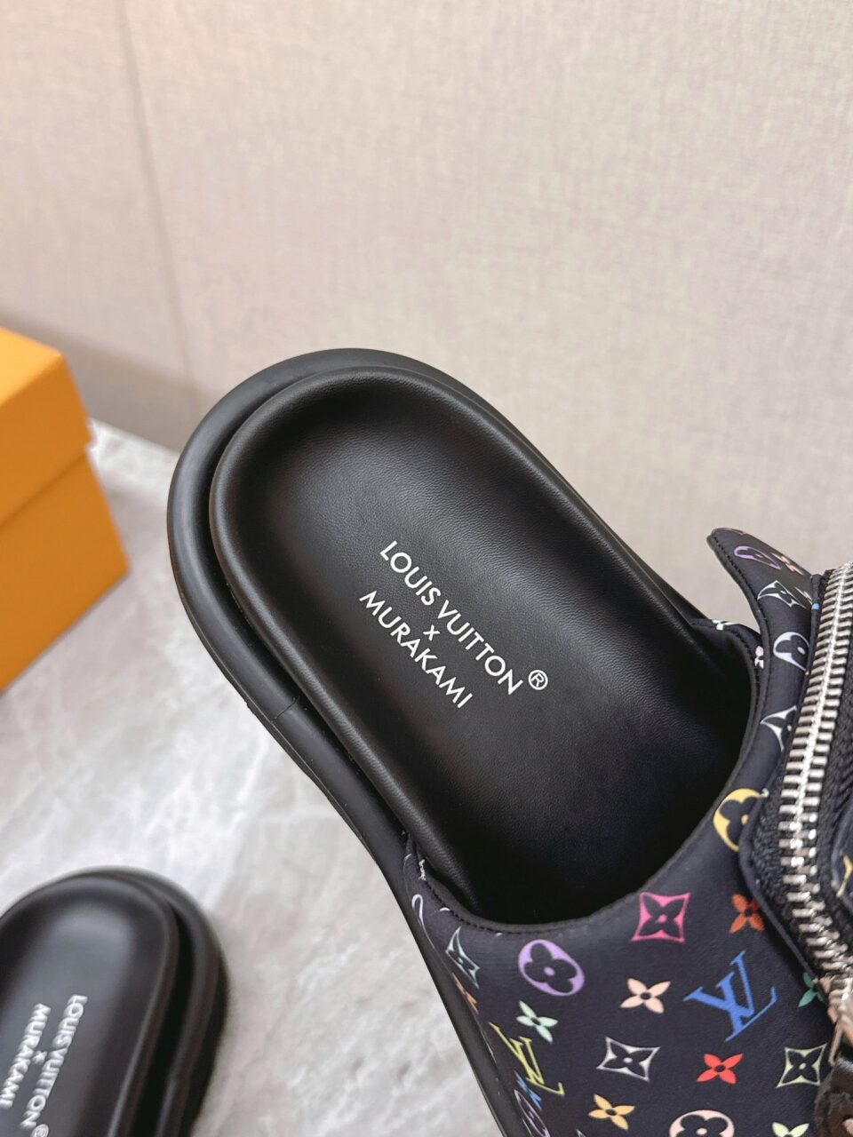 LV Women Black Fabric Adjustable Pocket Mules