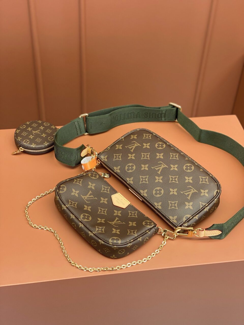 Louis Vuitton LV Multi Pochette Handle Fabric Green Handbags Monogram