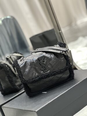 NIKI BABY CHAIN BAG IN CROCODILE-EMBOSSED LEATHER