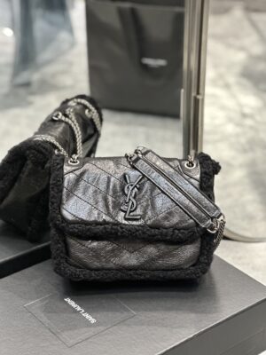 NIKI BABY CHAIN BAG IN CROCODILE-EMBOSSED LEATHER