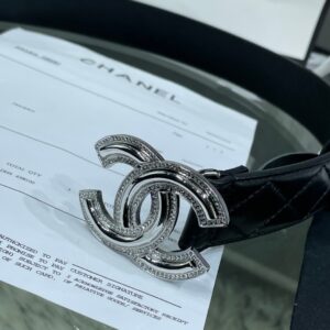 Chanel Red Patent Leather CC Logo Belt