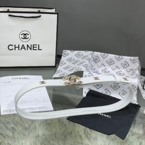 Chanel Red Patent Leather CC Logo Belt
