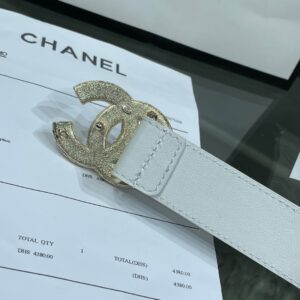 Chanel Red Patent Leather CC Logo Belt