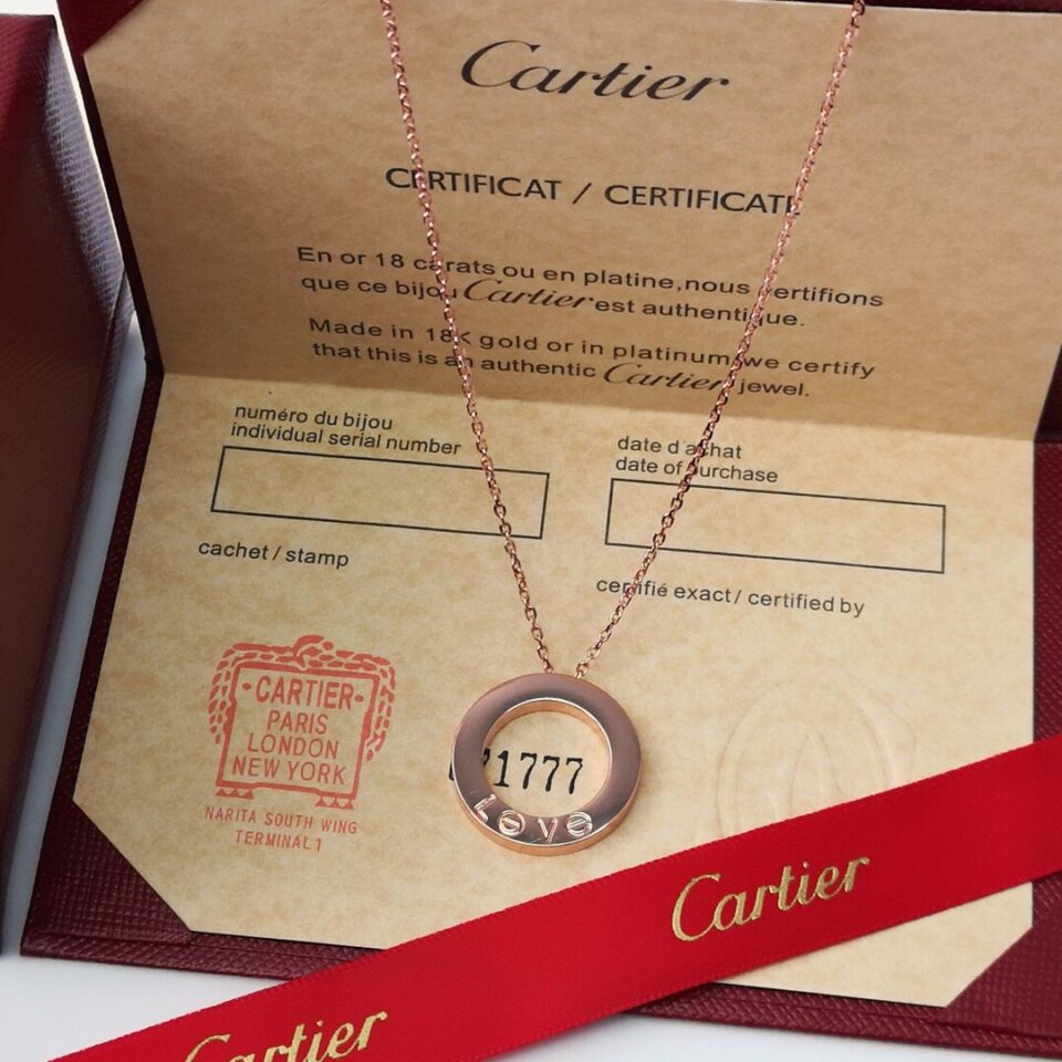 Cartier Love Rose Gold Diamonds Necklace