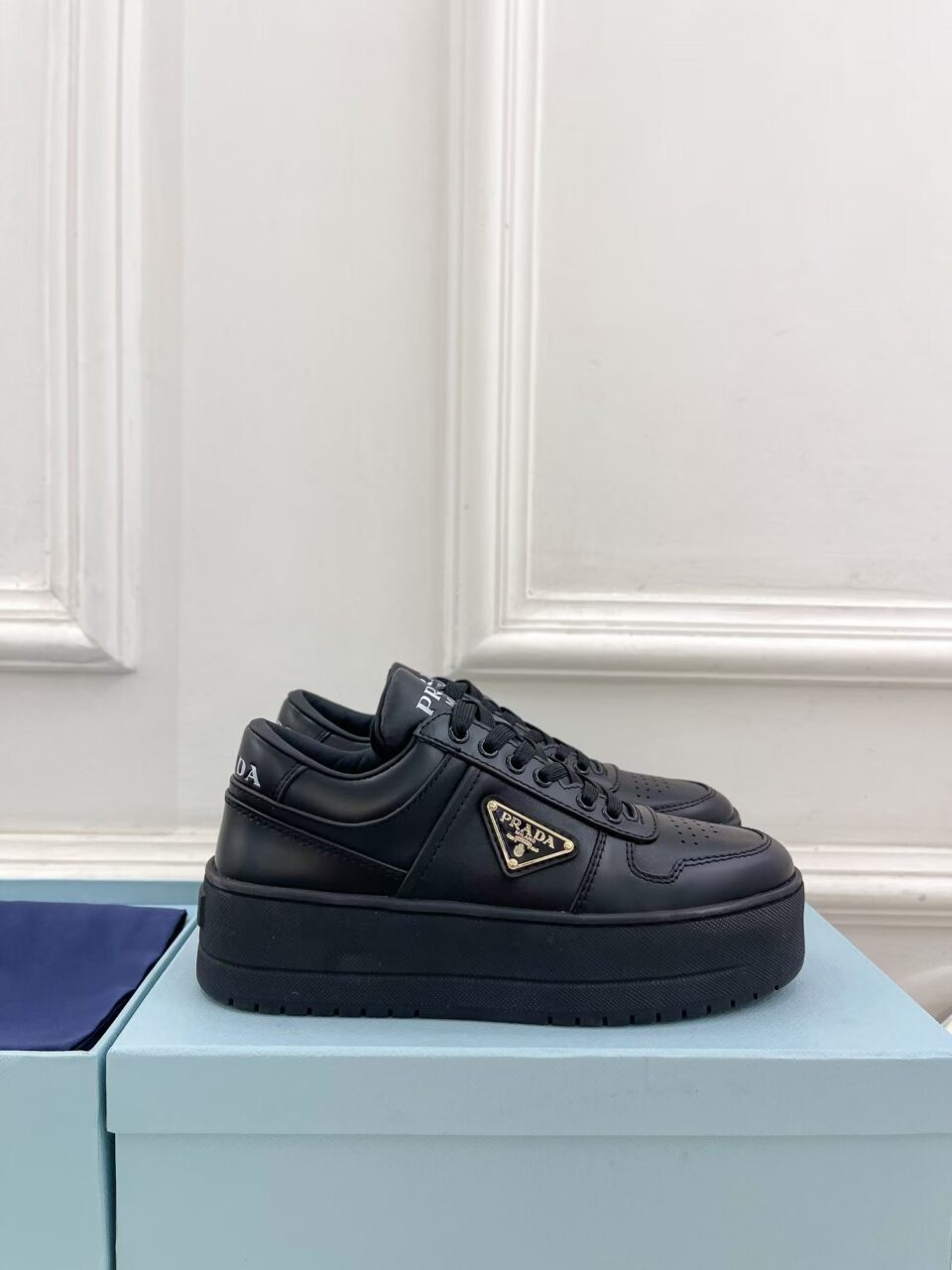 Prada Black Leather Sneakers