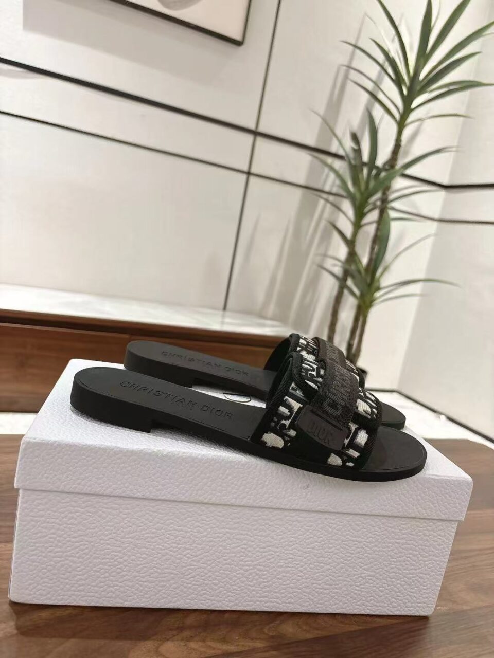 Dior revolution Slide Shiny Technical Fabric with Deep Blue Dior Oblique Print
