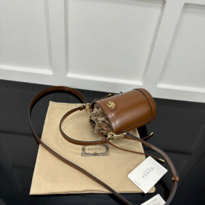 Gucci Ophidia mini bucket bag in brown leather