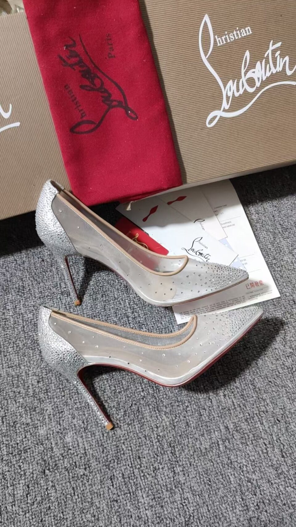 Christian Louboutin Degrastrass PVC 100 Silver PVC
