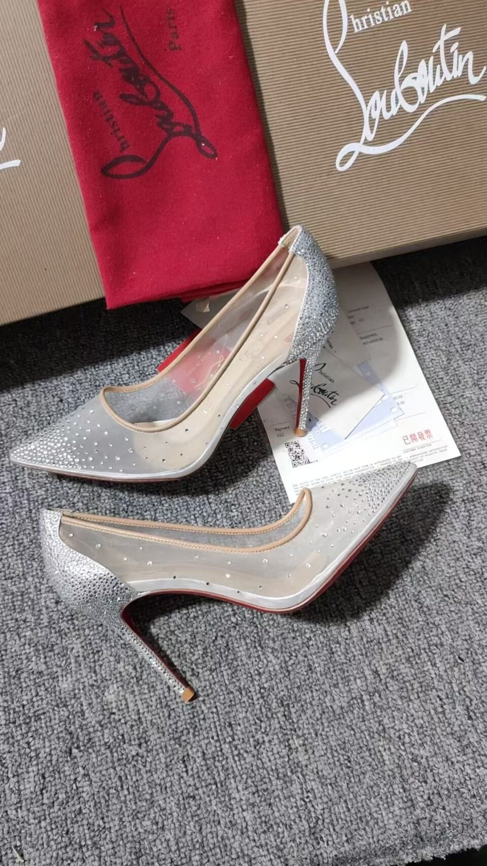 Christian Louboutin Degrastrass PVC 100 Silver PVC