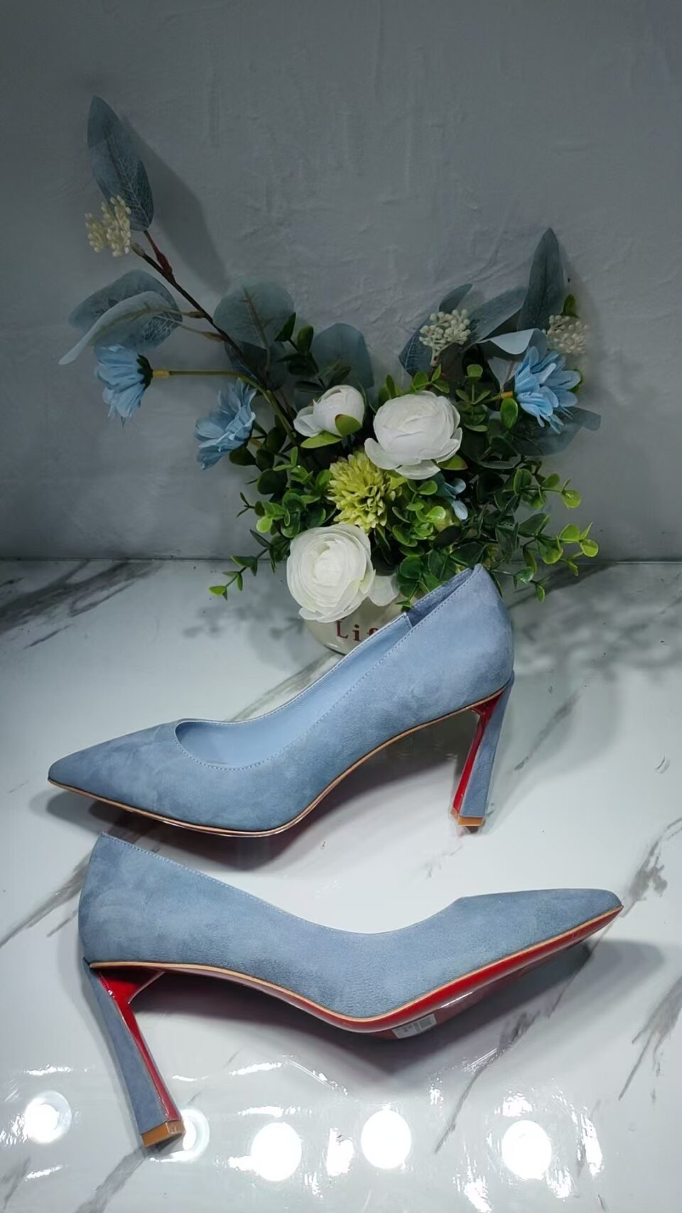 Christian Louboutin Sky Blue Suede Kate Pumps