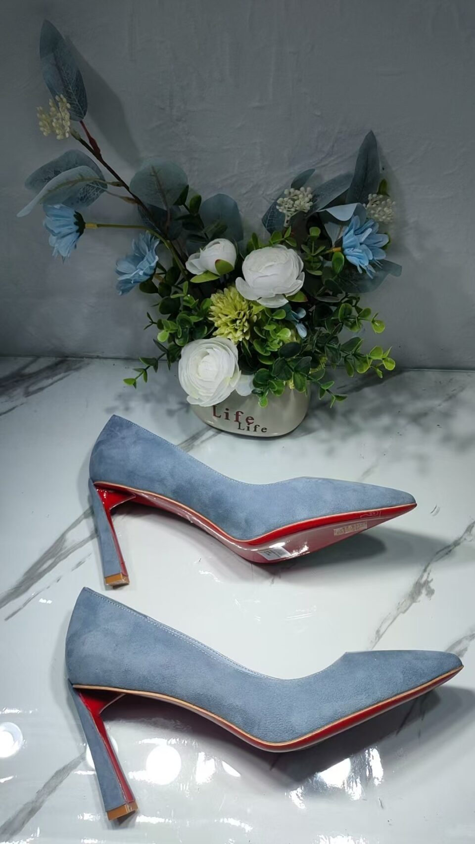 Christian Louboutin Sky Blue Suede Kate Pumps